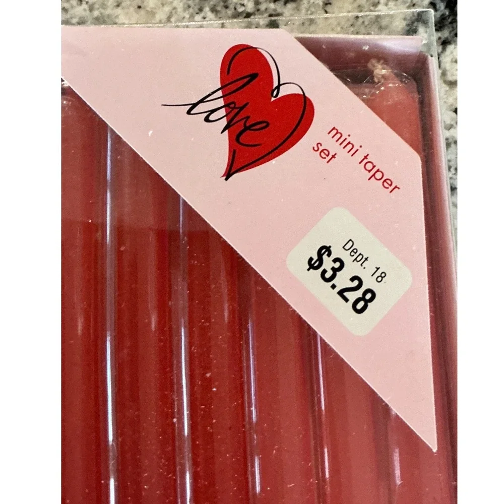 Walmart Vintage‎ Mini Taper Candle Set Red with Heart Holders One Size NWT